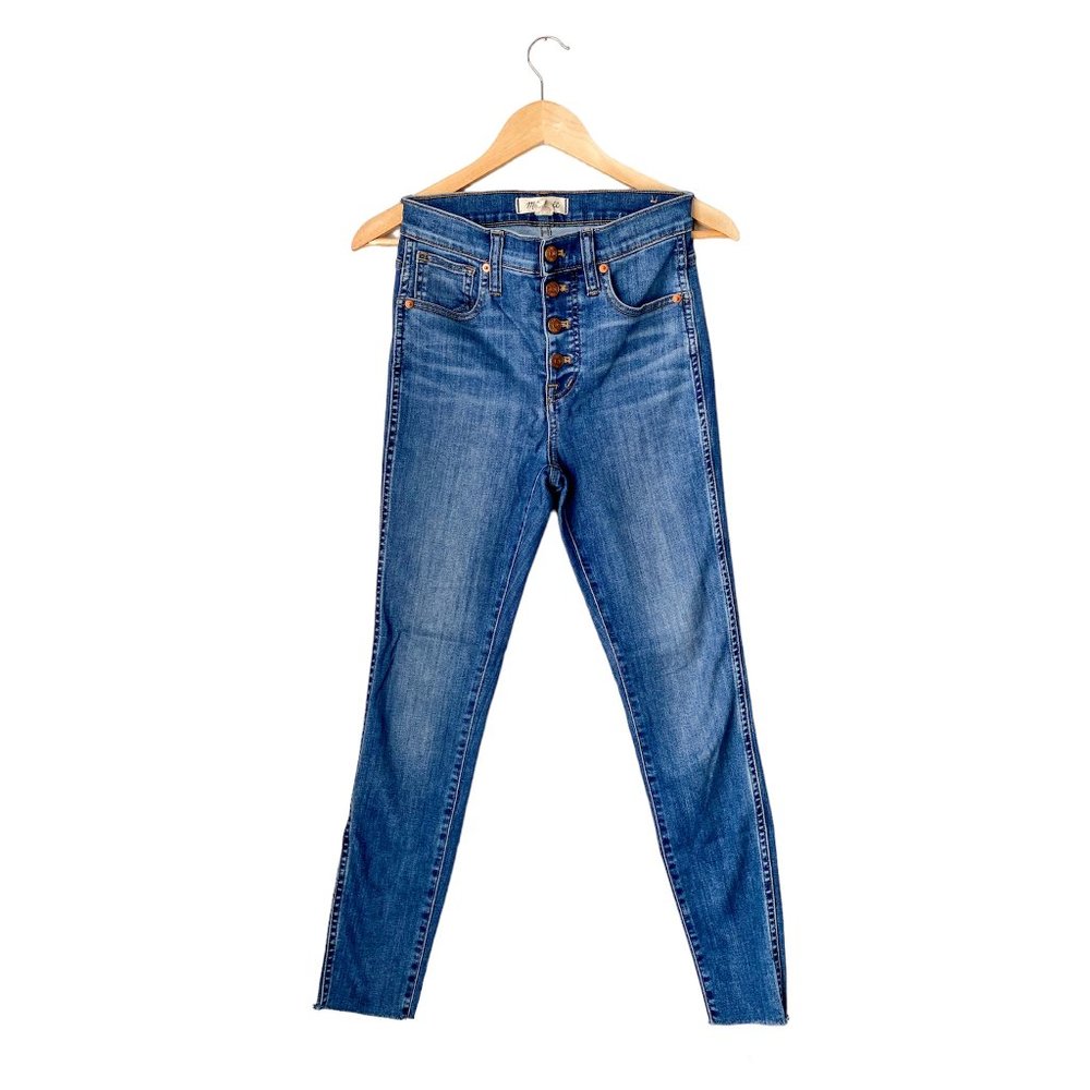 Madewell 10" High Rise Skinny Jeans Dark Wash Brinville Button Front Size 25